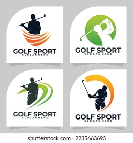 set of sport golf logo vector design template