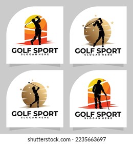 set of sport golf logo vector design template