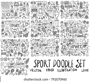 Set of Sport Hand drawn doodle Sketch line vector scribble