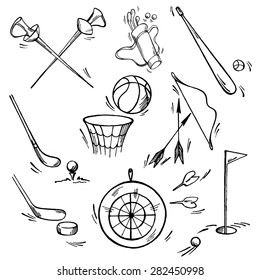 Set of sport icon. Pen sketch converted to vectors.