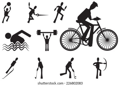 A set of sport icons in black vector