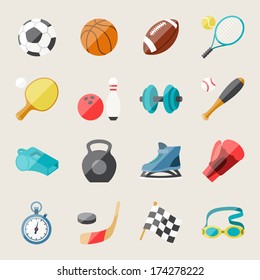 Set of sport icons in flat design style.