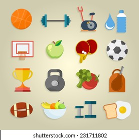 Set of sport icons in flat design