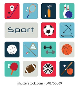 Set of sport icons in flat design