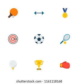 Set of sport icons flat style symbols with darts, winner medal, ping pong and other icons for your web mobile app logo design.