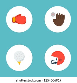 Set of sport icons flat style symbols with hook, gloves, helmet and other icons for your web mobile app logo design.