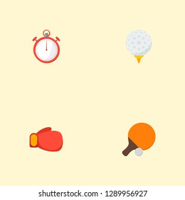 Set of sport icons flat style symbols with stopwatch, gloves, hook and other icons for your web mobile app logo design.