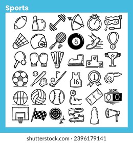 set of sport icons, hand drawn outline icons