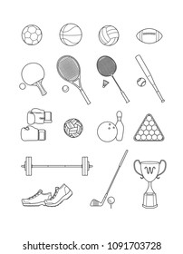 Set of sport icons. Line vector illustrations.