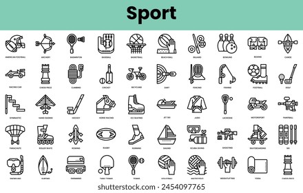 Set of sport icons. Linear style icon bundle. Vector Illustration