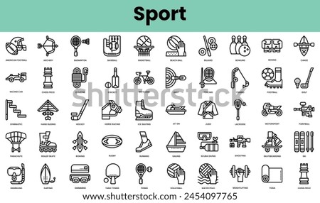 Set of sport icons. Linear style icon bundle. Vector Illustration