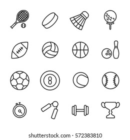 Set of sport icons in modern thin line style. High quality black outline acivity symbols for web site design and mobile apps. Simple sport pictograms on a white background.