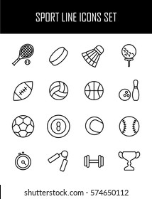 Set of sport icons in modern thin line style. High quality black outline acivity symbols for web site design and mobile apps. Simple sport pictograms on a white background.