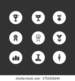 Set Sport icons on black background.  Vector illustration.