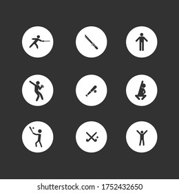 Set Sport icons on black background.  Vector illustration.