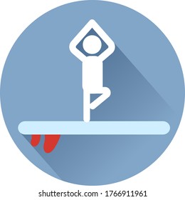 set of sport icons on sup board in flat style.