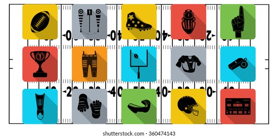 Set of sport icons, signs and symbols. American football. Vector illustration on the white background.