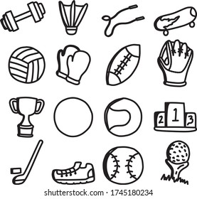 A Set of sport icons suitable for business, holiday and outdoor content woth doodle cartoon style