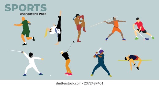 Paquete de caracteres de ilustración deportiva. Se puede usar para diseño, ilustración y muchos otros diseños que incluyen Deportes.
