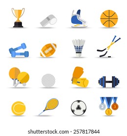 Set of sport isolated icons. Flat style design. Vector illustrations.