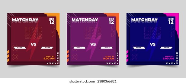 Set of sport match social media vector template. social media template for sport match