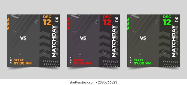 Set of sport match social media vector template. social media template for sport match