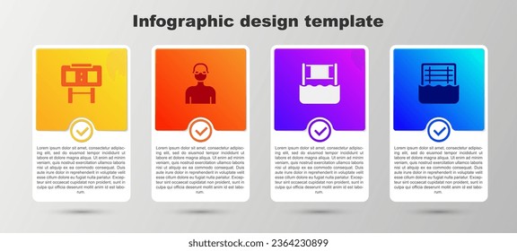 Ponemos a su disposición un marcador mecánico deportivo, un nadador, una red de voleibol acuático y un polo. Plantilla de infografía empresarial. Vector