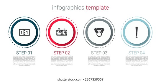 Set Sport mechanical scoreboard, Time chess clock, Medal and Baseball bat. Business infographic template. Vector