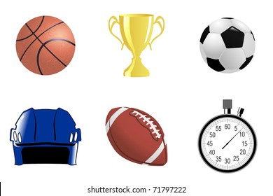 Set of sport objects. Vector