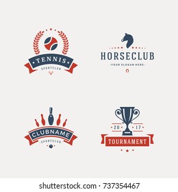 Set of sport objects in vintage silhouette style. Baseball, bowling and horse race elements.