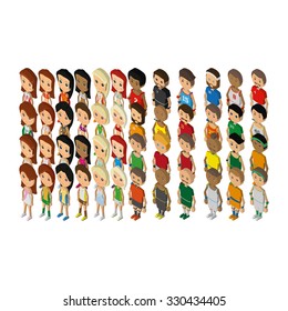 Set of sport players on a white background