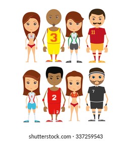 Set of sport players on a white background