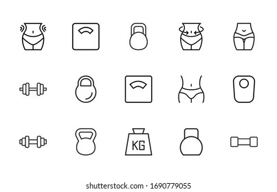 Set of sport related vector line icons. Premium linear symbols pack. Vector illustration isolated on a white background. Web symbols for web sites and mobile app. Trendy design.  