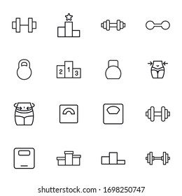 Set of sport related vector line icons. Premium linear symbols pack. Vector illustration isolated on a white background. Web symbols for web sites and mobile app. Trendy design.  