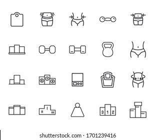 Set of sport related vector line icons. Premium linear symbols pack. Vector illustration isolated on a white background. Web symbols for web sites and mobile app. Trendy design.  