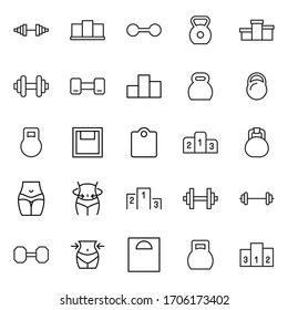 Set of sport related vector line icons. Premium linear symbols pack. Vector illustration isolated on a white background. Web symbols for web sites and mobile app. Trendy design.  