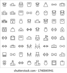 Set of sport related vector line icons. Premium linear symbols pack. Vector illustration isolated on a white background. Web symbols for web sites and mobile app. Trendy design.  