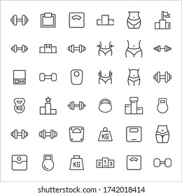 Set of sport related vector line icons. Premium linear symbols pack. Vector illustration isolated on a white background. Web symbols for web sites and mobile app. Trendy design.  