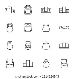 Set of sport related vector line icons. Premium linear symbols pack. Vector illustration isolated on a white background. Web symbols for web sites and mobile app. Trendy design.