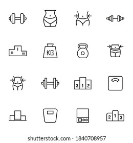 Set of sport related vector line icons. Premium linear symbols pack. Vector illustration isolated on a white background. Web symbols for web sites and mobile app. Trendy design.