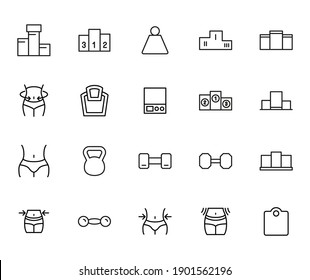 Set of sport related vector line icons. Premium linear symbols pack. Vector illustration isolated on a white background. Web symbols for web sites and mobile app. Trendy design.