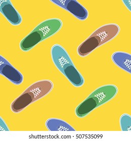 Set of sport shoes or sneakers. Footwear and lace, clothing and street style.