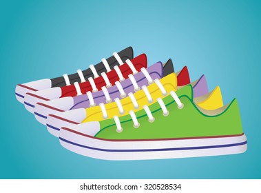 Set of sport shoes or sneakers icons.