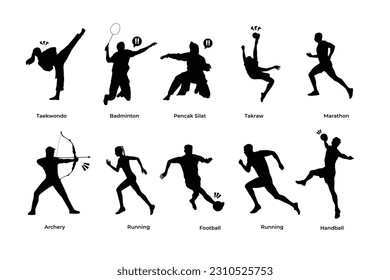 set of sport silhouette. sport people vector illustration. sports vector design. set of silhouette.