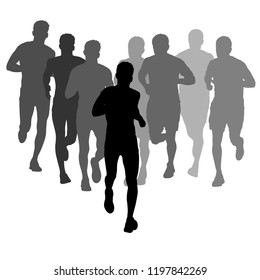 Set sport silhouette runner on a white background.