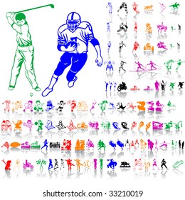 Set of sport sketches. Part 1. Isolated groups and layers. Global colors.