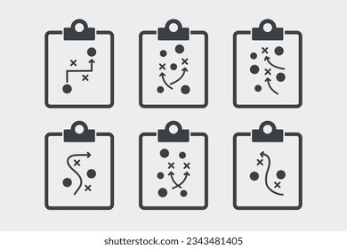 set of sport tactical board design icon vector flat modern illustration