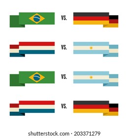 A set of sport team banners of Brazil, Germany, Netherlands and Argentina.