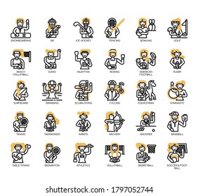 Set of sport thin line and pixel perfect icons for any web and app project. 