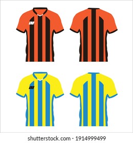 set of sport uniform front and back view vector graphic illustration